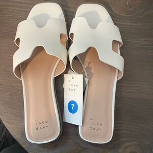 A New Day Women's Cream Slide Sandals